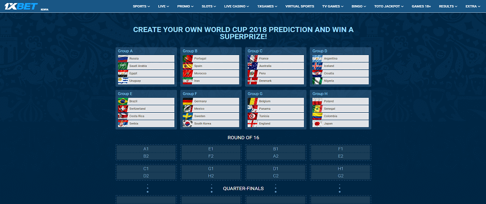1XBET - World Cup 2018 Prediction