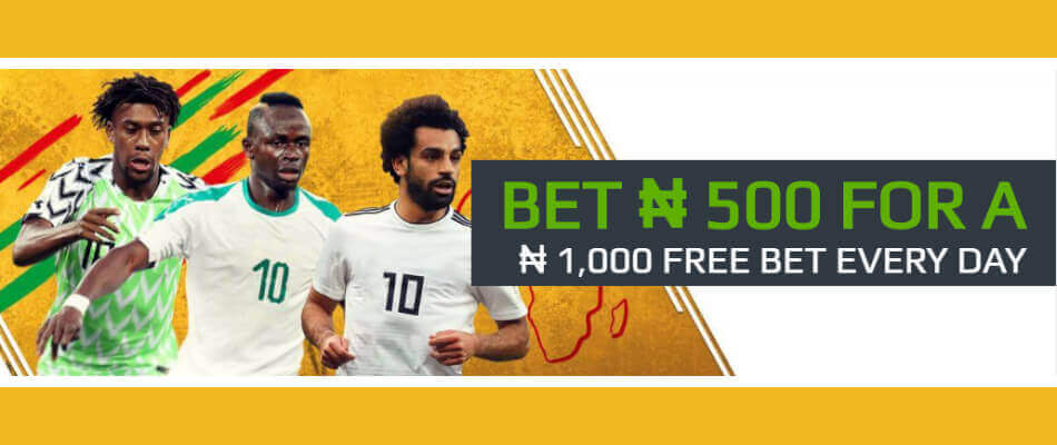 Place accumulator bet on AFCON and you could win NGN 1,000 free bet.