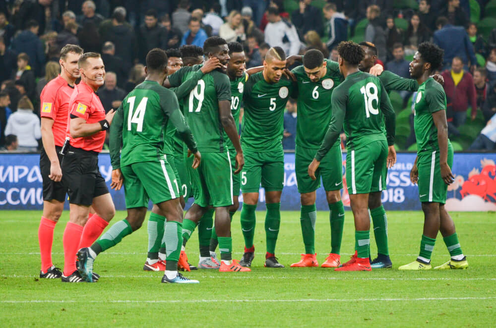 Nigeria celebrate the goal scored